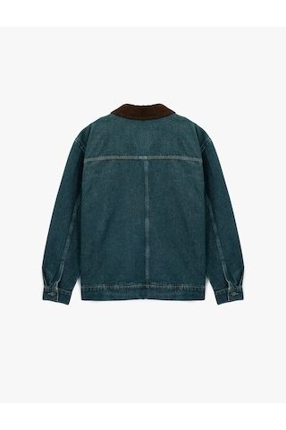 Koton Regular Fit Uzun Kollu Kapaklı Cepli Renk Kontrastlı Yaka Jean Ceket Koyu İndigo 6wam50030nd İndigo