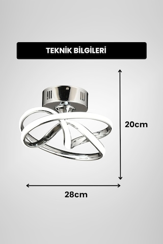 Vino Riserva Model Krom Kaplama Metal Salon Mutfak Oturma Yatak Odası Modern Led Plafonyer Avize Krom
