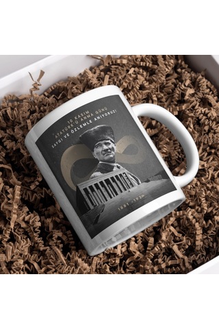 Applucky 10 Kasım Atatürk'ü Anma Günü Baskı Kupa Bardak Beyaz