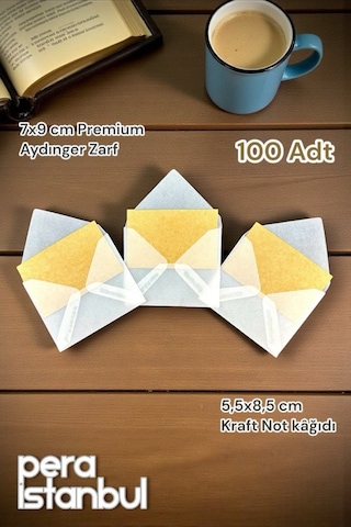 100 Adet Mini Zarf 70mmx90mm Aydınger Zarf Hediye Doğum Günü Dilekleri Zarfı Kraft Not Kartlı