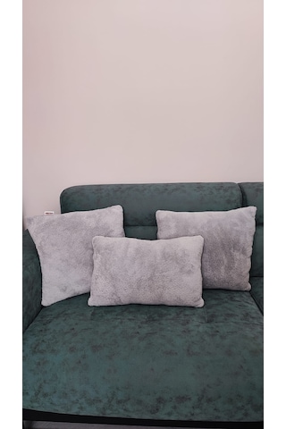 3- Lü Kare Takım Kırlent / Yastık 2 Kenar Gri / 1 Orta Gri