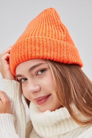 Derikem Basic Şık Standart Lüks Unisex Tiftik Bere Turuncu