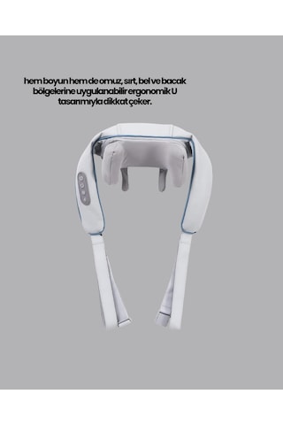 Depomıx Titreşimli Boyun Masaj Cihazı Isı Terapili Şarjlı Vnb-01 Ergonomik U Tasarım Gri