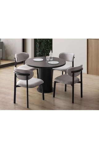Senkron Yemek Masası Takımı 4 Kişilik Siyah