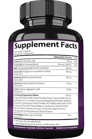 Strongvit Nad+ Resveratrol Berberine Quercetin Fisetin 120 Kapsül Orijinal Usa Menşeii Dmmedicineden