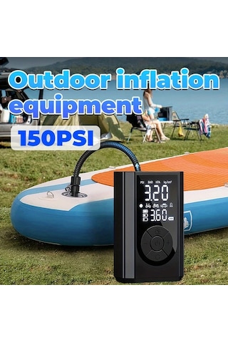 Willowhaven Siyah Kablosuz Elektrikli Şişirme Pompası 150psı Dijital Göstergeli Led Aydınlatmalı 2x2000mah Pil