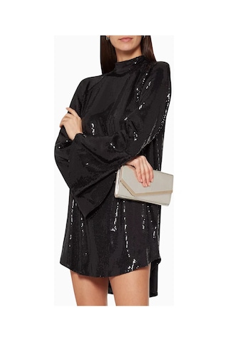 Jimmy Choo Jımmy Choo Emmie Glitter Clutch Çanta, Simli Deri, Zincir Askılı Lüks Gece Tasarımı Gümüş