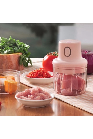 Usb Elektrikli Mutfak Blender Mikseri Sarımsak Ezici Kıyma Makinesi Pembe