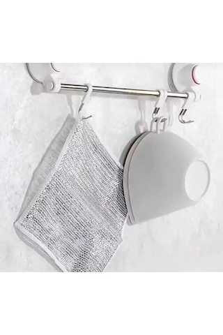 2 Adet Tel Bulaşık Bezi Çizmez Bulaşık Teli Çelik Bez 20x20 Çift Katmanlı Inox Tel Bez Çift Kat Gri