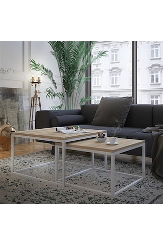 2'Li Beyaz Orta Sehpa