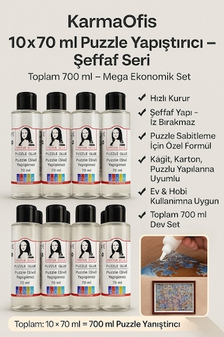 Puzzle Yapıştırıcı 10 70 Ml Mega Set Şeffaf Kuruyan Sıvı Yapıştırıcı