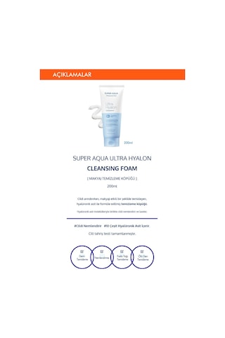 Missha Super Aqua Hyalron Cleansing Foam Hyalüronik Asit İçeren Nemlendirici Makyaj Temizleme Köpüğü 200 ML