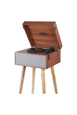 Midex Mtx-1290 Nostaljik Ayaklı Pikap Plak Çalar Şarjlı 3 Devirli Bluetoothlu