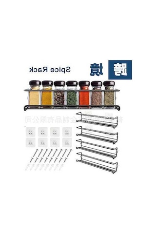 Flybuy Raf Mutfak Duvara Monte Baharat Rafı, Delikli Mutfak Dolabı Kapı Depolama, Gümüş Siyah Nokta, Kullanışlı, Dayanıklı, Ev Dekorasyonu Siyah