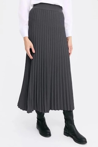 Desen Triko Kadın Pileli Triko Etek 1321 Antrasit Antrasit