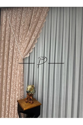 Fon Perde Tül Fon Somon Renk 90 270 1 Takım 2 Adet Sık Pileli 001