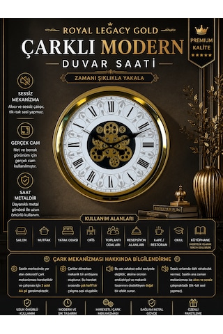 Royal Legacy Gold 60 Cm Çarklı Duvar Saati
