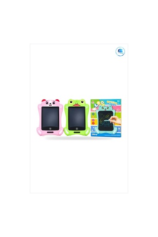 Lcd Yazı Tahtası Çocuk Figürlü Dijital Çizim Tableti Pembe Yeşil Çok Renkli