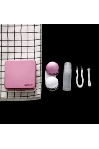 Aynalı Lens Kutusu Seti 5 Parça Açık Pembe