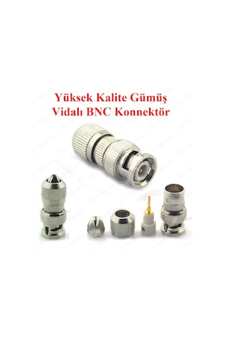 Yüksek Kalite Vidalı Gümüş BNC Konnektör 5 Adet