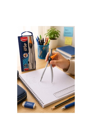 Turuncu Metal Pergel Stop Uçlu 1 Adet Maped Study Stop 195110 Pergel Çizim Matematik Geometri Mimari Proje