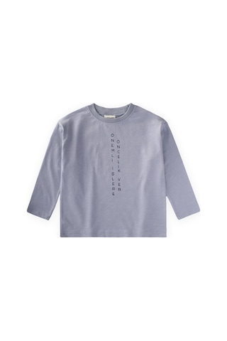 Cigit Sloganlı Uzun Kollu T-shirt 2-10 Yaş Pastel Mavi