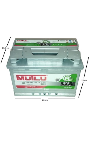 Mutlu Efb Start-stop 12 V 72 Ah 720 A En Akü