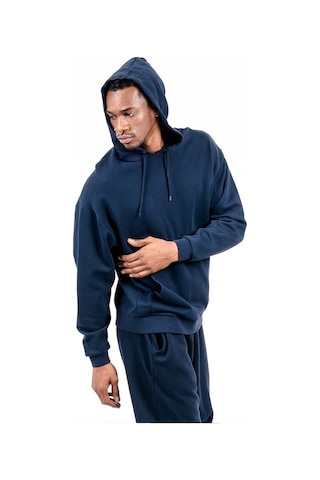 Jahr Marc Lacivert Önü Cepli Kapüşonlu Oversize Erkek Sweatshirt Lacivert