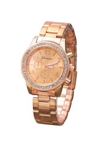 Padalink Bayanlar İçin Gümüş Rose Altınlı, Üç Gözlü, Taşlı, Dayanıklı Çelik Kordonlu, Stiliş Günlük & Özel Etkinlikler Kol Saati Diğer