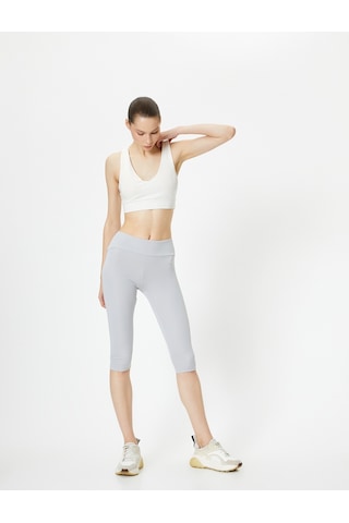Koton Spor Bermuda Tayt Yüksek Bel Slim Fit Gri 4sak40237nk