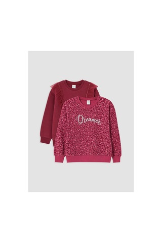 Lc Waikiki Alıta Cıty Farkıyla Lcw Kids Bordo 3 İplik Şardonlu Baskılı Loose & Bol Kız Çocuk Sweatshirt Bordo - 931690587 Bordo