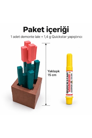 Piksel Lale Biblo - 3d Baskı, Minecraft Esintili Pembe