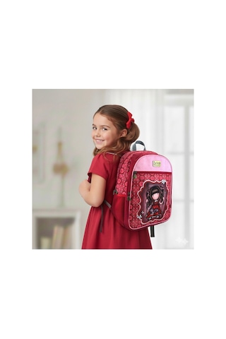 Santoro London Gorjuss Kız Çocuk Sırt Çantası Pembe Bordo Desenli Okul Çantası