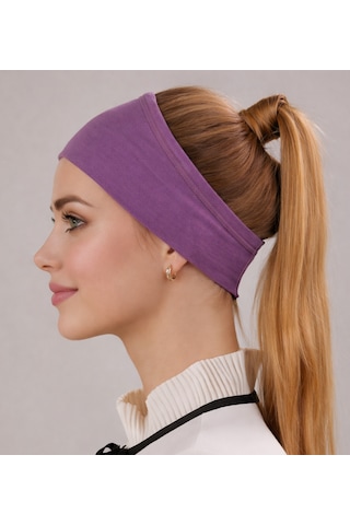 Alivascarf Kaymayan Silikonlu Bandana Bone Siyah - Kadın Tesettür Dikişsiz Kaymaz Geçme - Sportif Saç Bandı Mor