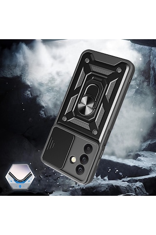 Adige Samsung Galaxy A26 Uyumlu Kılıf Pars Yüzüklü Standlı Siyah