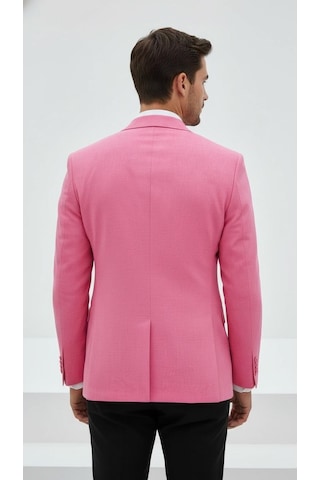Plus Scorpion Açık Pembe Erkek Slim Fit Tek Düğmeli Blazer Ceket Astarlı, Şık Ve Modern Kesim Açık Pembe