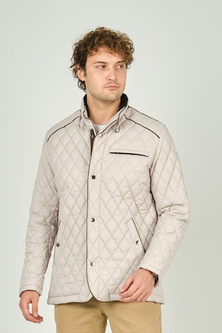 Daynax Erkek Dik Yaka Fermuar Ve Çıtçıt Kapamalı Kapitone Kaban 1000 Bej Bej