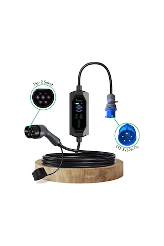 Cks Enerji Elektrikli Araç Taşınabilir Şarj Istasyonu 7 Kw 32a Tip-2 3x32a Türkçe Menü(8 Metre Kablolu)