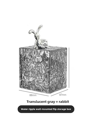 Skycity Banyo Duvarlı Dolap: Toz Koruyucu Kapağıyla Makyaj Pamukları, Konsept İçin Taşınabilir 1l Depolama Kutusu Transparan Gri Gümüş + Tavşan Diğer