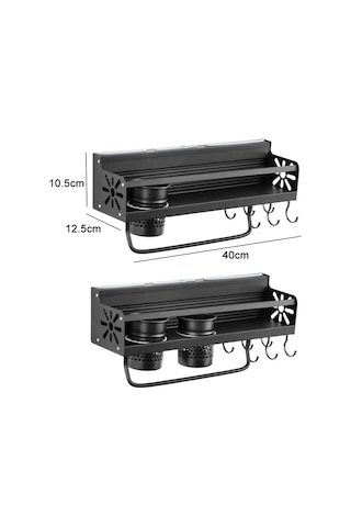 Sones Mutfak Duvara Monte Baharat Şişesi Bıçak Saklama Rafı, Özellikler A2 40cm İki Bardak 6 Kanca Diğer