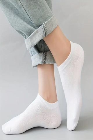 Ozzy Socks 12 Çift Beyaz Dikişsiz Kadın Bambu Görünmez Sneaker Spor Ayakkabı Çorabı Beyaz