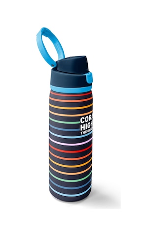 Coral High Çok Renkli Çizgi Desenli Pipetli Ve Direkt İçim Çelik Termos 800 Ml 38509 Lacivert - Şampanya