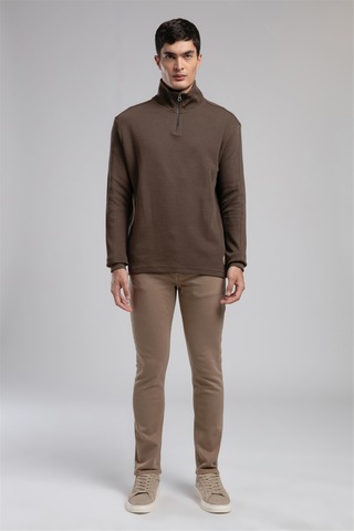 Lee Cooper Desona Erkek Dik Yaka Sweatshirt Yeşil-21016 Haki