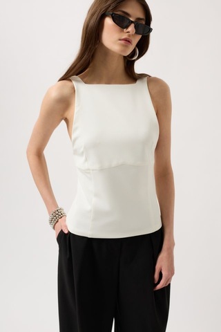 Sensuelle Sırt Kurdele Detay Bluz Beyaz