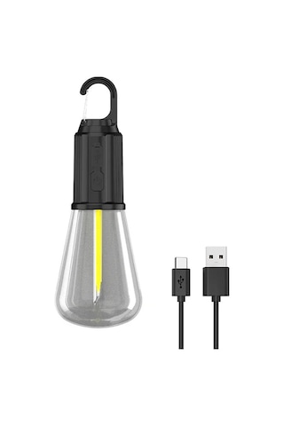 Rustik Taşınabilir Şarjlı Tasarruflu Ampul 10w Led Lamba Type-c Şarj Askılı Asma Aydınlatma T020 53 Çok Renkli