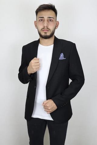 Duayen Dmctekstil Erkek Siyah Düz İtalyan Kesim Dar Kalıp Tek Düğme Blazer Ceket