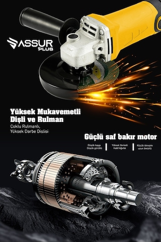 Assur ASR302 125 MM 1200W Avuç Taşlama Sarı