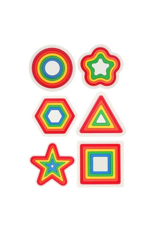 6 Parça Renkli Geometrik Şekiller - Montessori Eğitici Zeka Oyunu Seti