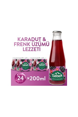 Sırma B Vitaminli Karadut & Frenk Üzümü Aromalı Doğal Maden Suyu 200 Ml X 24 Adet