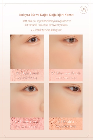 Dasique Karıştırılabilir Renk Tonlarına Sahip 4lü Allık Blending Mood Cheek 03 Peach Blending 03 Peach Blending